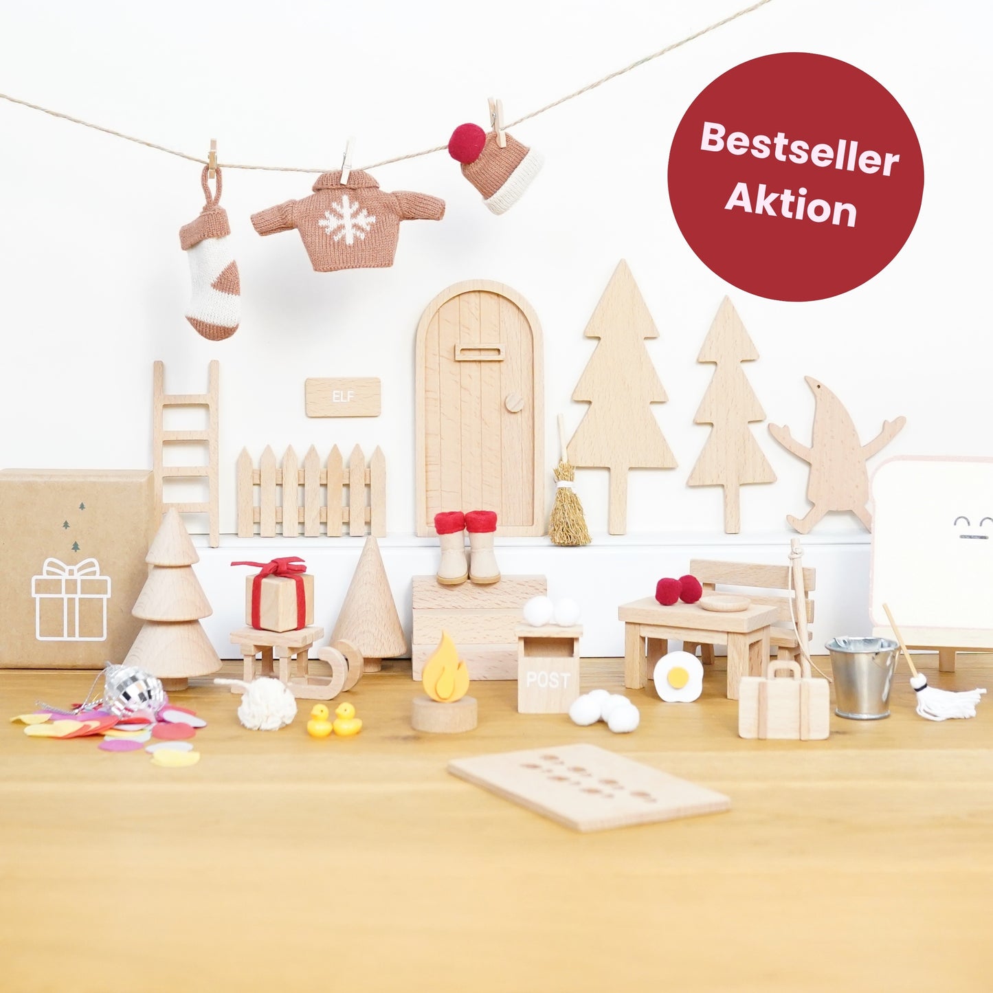 Wichtel Komplettset - Wichteltür & 26 Wichtelstreiche - Rosa