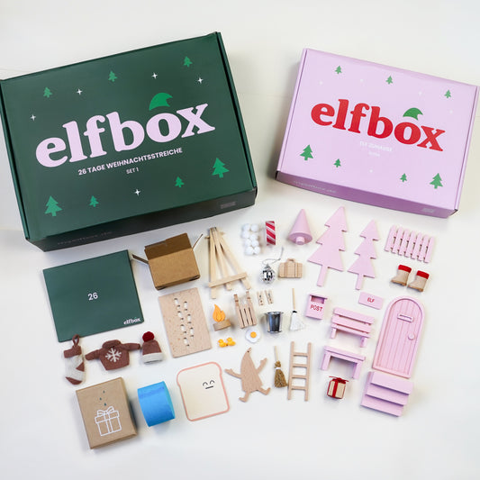 Wichtel Komplettset - Wichteltür & 26 Wichtelstreiche - Rosa