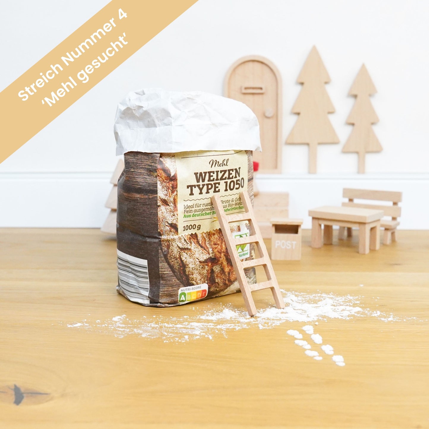 Wichtel Komplettset - Wichteltür & 26 Wichtelstreiche - Natur