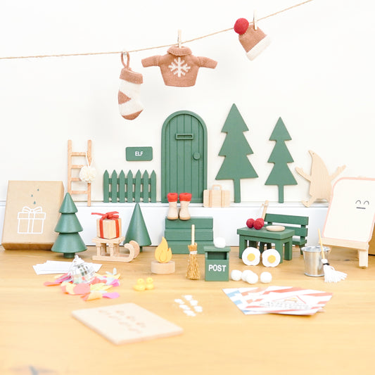 Wichtel Komplettset - Wichteltür & 26 Wichtelstreiche -  Grün