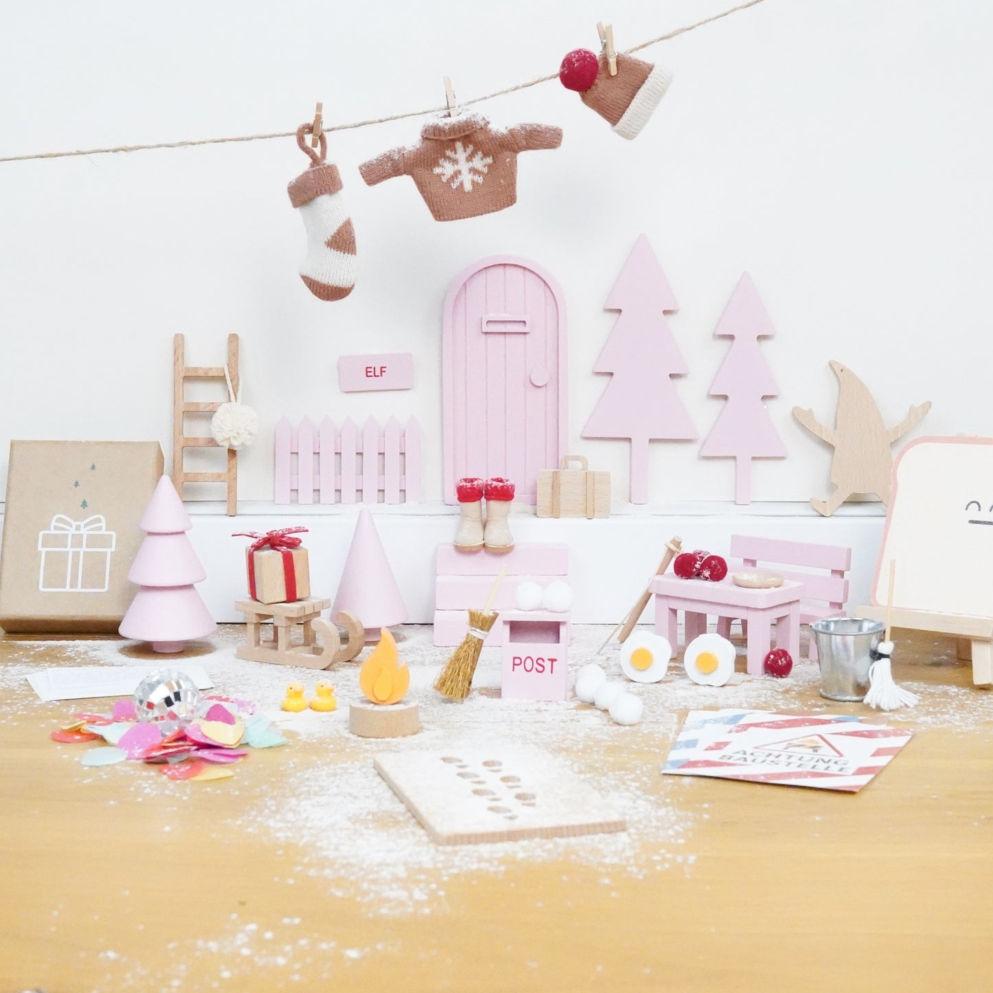 Wichtel Komplettset - Wichteltür & 26 Wichtelstreiche - Rosa