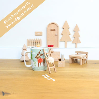 Wichtel Komplettset - Wichteltür & 26 Wichtelstreiche - Natur