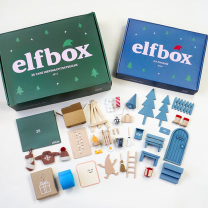 Wichtel Komplettset - Wichteltür & 26 Wichtelstreiche - Blau