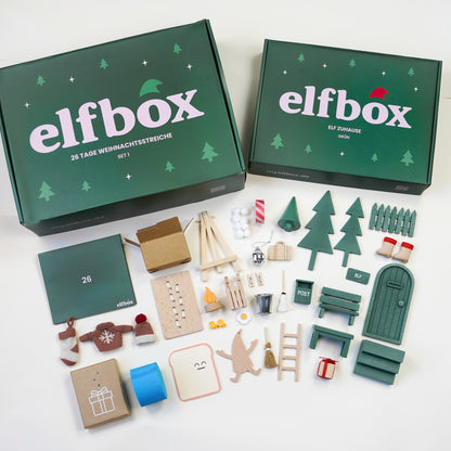 Wichtel Komplettset - Wichteltür & 26 Wichtelstreiche -  Grün