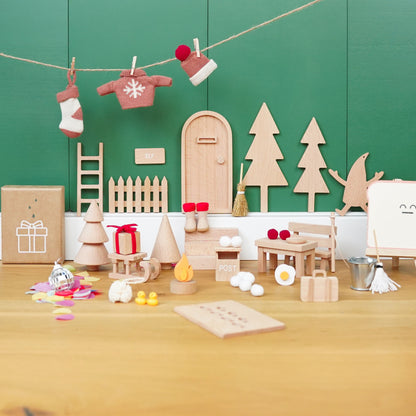 Wichtel Komplettset - Wichteltür & 26 Wichtelstreiche - Natur