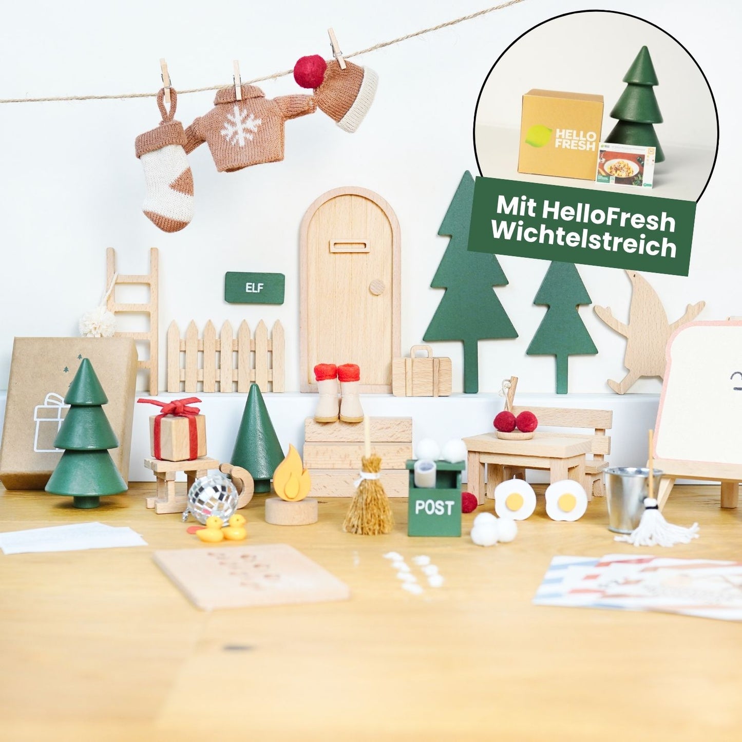 Wichtel Komplettset - Wichteltür & 26 Wichtelstreiche - Klassik - mit HelloFresh Wichtelstreich