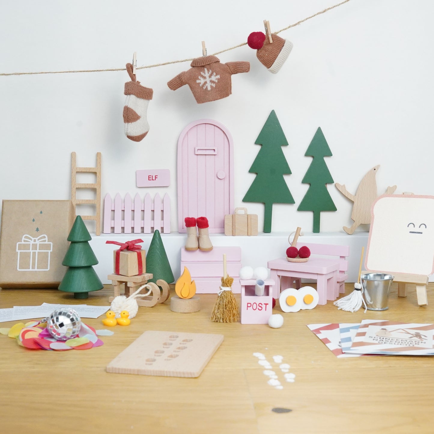 Wichtel Komplettset - Wichteltür & 26 Wichtelstreiche - Rosa