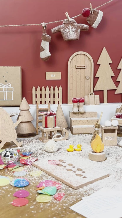 Wichtel Komplettset - Wichteltür & 26 Wichtelstreiche - Natur