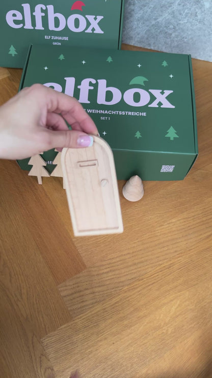 Wichtel Komplettset - Wichteltür & 26 Wichtelstreiche - Natur